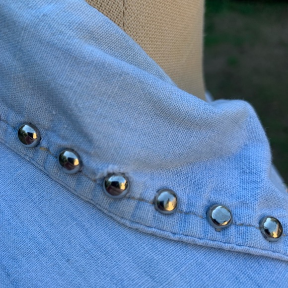 Vintage Denim Rhinestone Bedazzled Snap Up Shirt - Picture 10 of 16